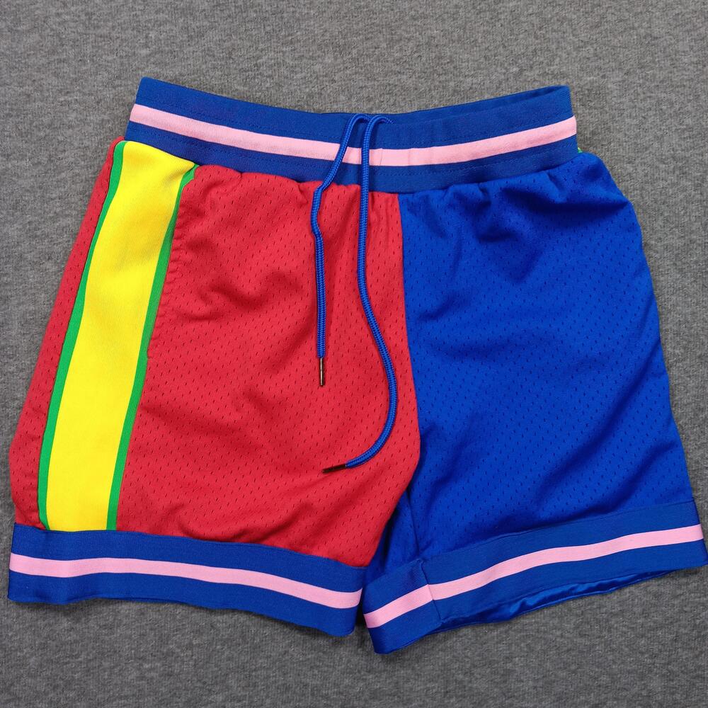 Cross Colours Shorts Mens Small Multi Colorblock Mesh Basketball Drawstring